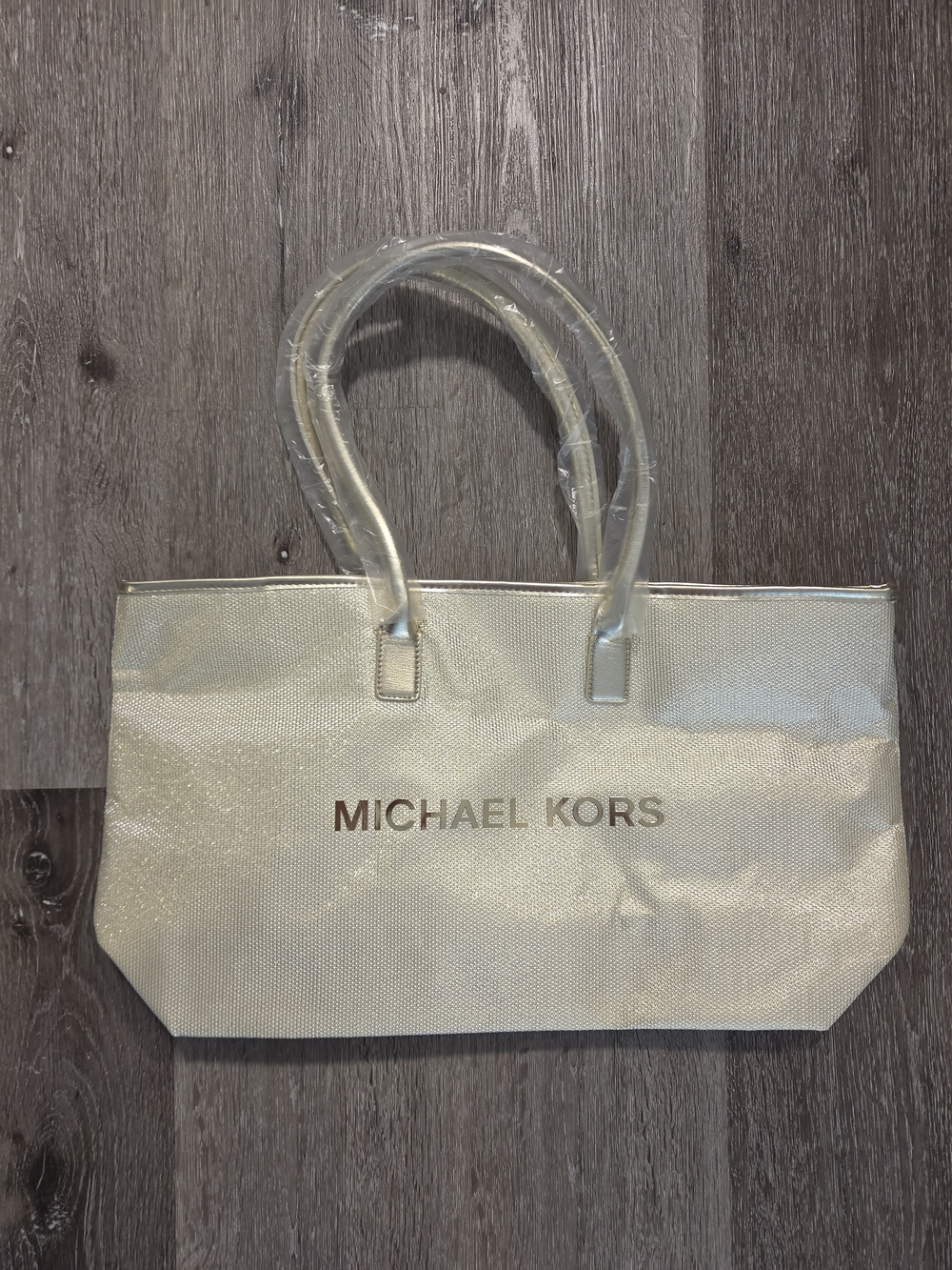 NWOT Michael Kors Shimmery Cream and Gold Tote With Dust Bag